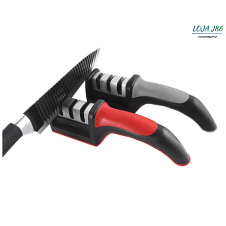 Amolador Afiador De Facas Em Aço Inox Com 3 Afiadores (D25-AMOLADORDEFACATRIPLO