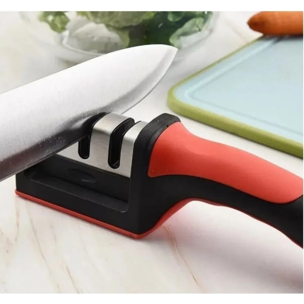 Amolador Afiador De Facas Em Aço Inox Com 3 Afiadores (D25-AMOLADORDEFACATRIPLO