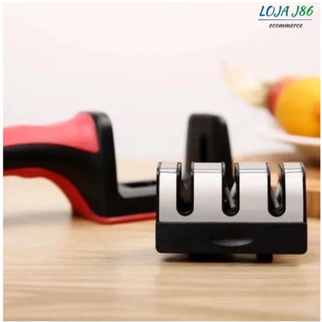 Amolador Afiador De Facas Em Aço Inox Com 3 Afiadores (D25-AMOLADORDEFACATRIPLO