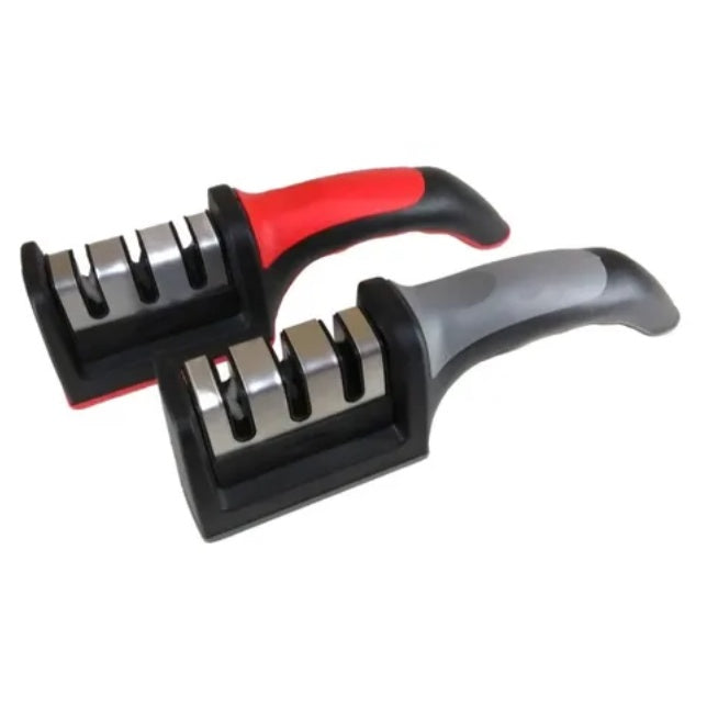 Amolador Afiador De Facas Em Aço Inox Com 3 Afiadores (D25-AMOLADORDEFACATRIPLO