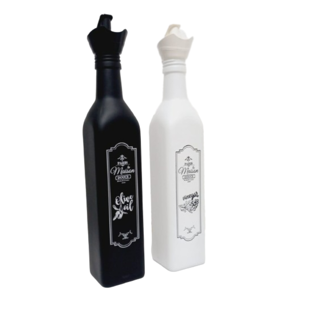 Porta Vinagre Azeite Galheteiro 2 Núcleos Vidro Decorado c/ Bico 500ML (GT004)