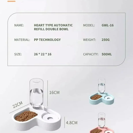 Tigela de comida dupla com alimentação Pet, adequada para gatos e cães pequen