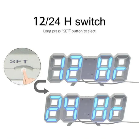 3D LED Digital Despertador, Relógio de parede, Hora, Dados, Temperatura, Casa,