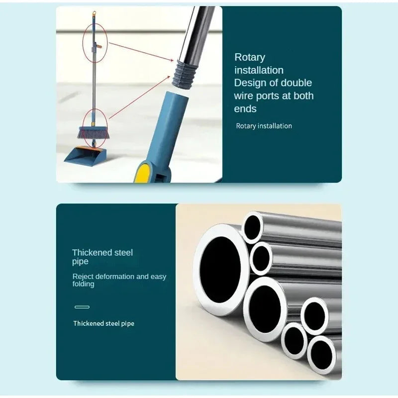 Escova e pá vassoura e pá conjunto de combinação pá vertical dobrável pele