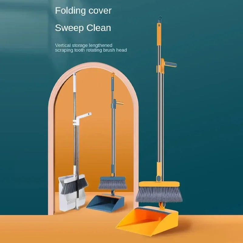 Escova e pá vassoura e pá conjunto de combinação pá vertical dobrável pele