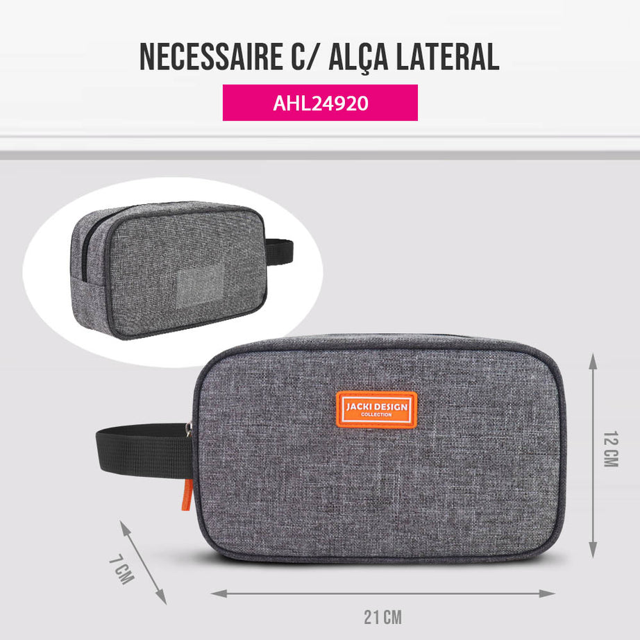 Necessaire com Alça Lateral - Vibe - Cinza (AHL24920-CZ)