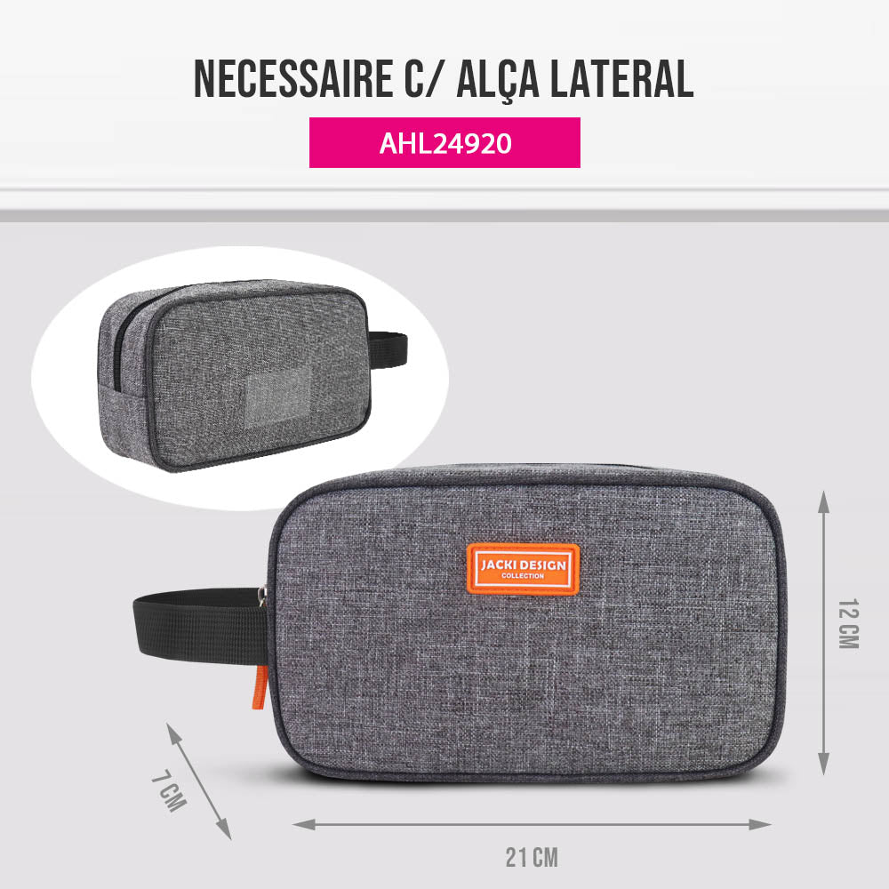 Necessaire com Alça Lateral - Vibe - Cinza (AHL24920-CZ)