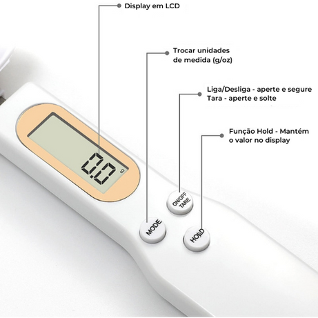 Colher Balança Digital Precisão Medidora para Cozinha